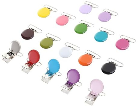 Attache-sucette Pince à Vêtements Ronde 17 Pièces en Acier | Clip de Fixation, Usage DIY et Rubans, Agrafe Métallique Simple, avec Clip Porte-Bavoir