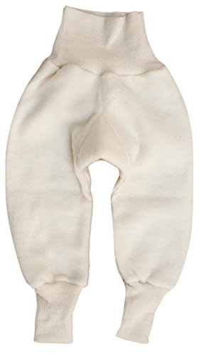 Cosilana Baby Hose mit Bund aus weichem Wollfleece, 100% Schurwolle kbT (62/68, Natur)