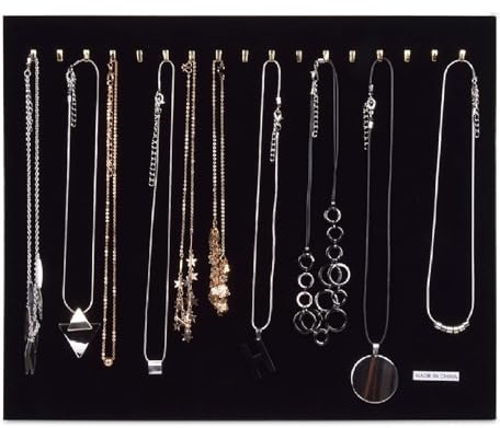 Hotgod Schmuckständer/Organizer für Halsketten / Armbänder / Ketten, schwarzer Samt, für bis zu 17 Halsketten (nicht im Lieferumfang inbegriffen)