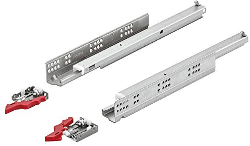 Gedotec Vollauszug Teleskopschiene Küchen-Schrank Schubladenschienen mit Selbsteinzug inkl. Dämpfung - UM A30 | Länge 400 mm | Tragkraft 30 kg | 1 Paar - Auszüge inkl. Kupplungen für Holz-Schubkästen