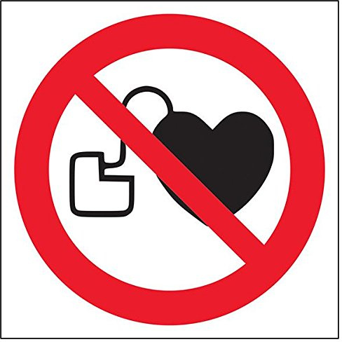vsafety 51005 at-s Keine Herzschrittmachern Logo-Zeichen, quadratisch, 200 mm x 200 mm (3 Stück)