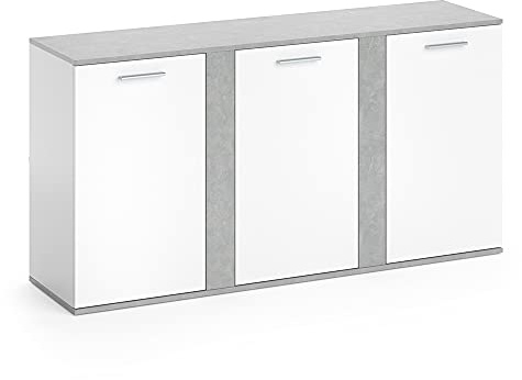 Vicco Kommode Novelli, Beton, 40 x 80 cm | mit Türen, geeignet zur Aufbewahrung von Kleidung und Haushaltsgegenständen