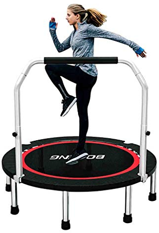 Mini Übung Fitness Trampolin für Erwachsene Bungee - Indoor Outdoor Garten Rebounder mit verstellbarem Griff für Senioren Kinder Kid - Cardio Training mit Spring Tool Cover Rock