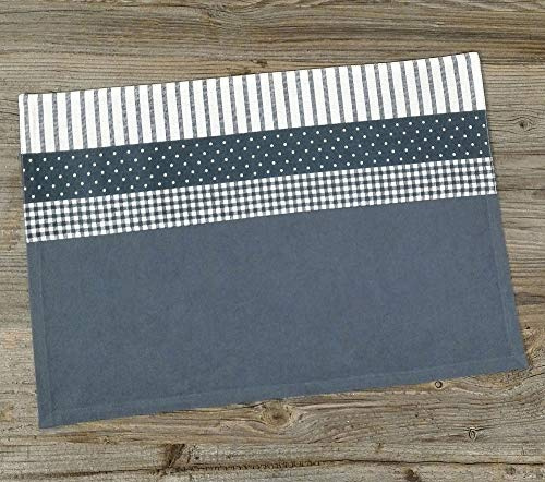 matches21 Tischset Tischwäsche Stoff Platzdeckchen Landhaus Premium LINA Stoffmix Mustermix 33x48 cm 1 STK - blau