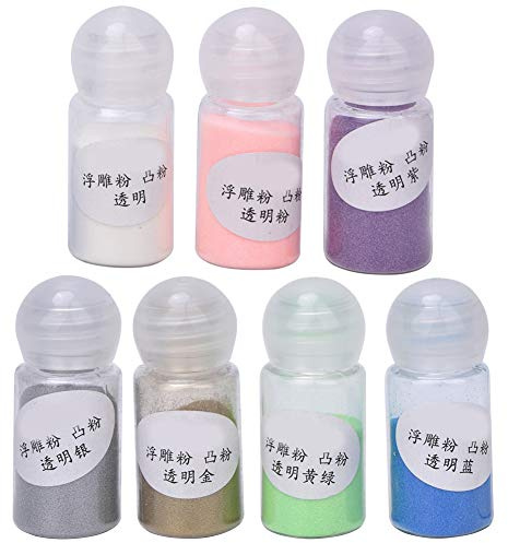 7 färger 10 ml gör-det-själv präglingspulver prägling pigment pulver papper tillbehör målning stämpling scrapbooking dekoration