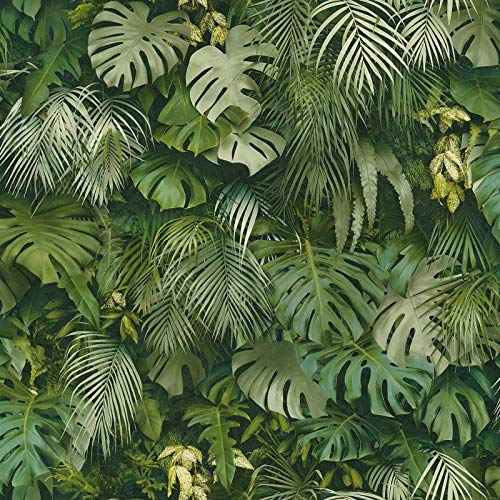 Dschungel-Tapete Tropisch Blätter | Grüne Tapete Monstera | Vliestapete Urwald für Wohnzimmer, Schlafzimmer, Büro | Online kaufen!