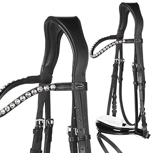 Heinick-Reitsport Trense anatomisch Competition Schwarz Weiß Lack ~ Glow-Silver ~ Vollblut
