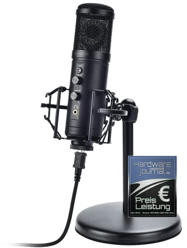 DOCKIN® MP2000 Kondensator Mikrophon für PC, Gaming, Podcast & Streaming - USB Standmikrofon für Aufnahmen - Mikrofon mit schwerem Ständer [Volle Ausstattung & Beste Klangqualität] - Microphone PC