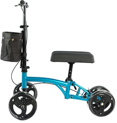 Panlova Mobility Knee Walker Scooter - Steerable Scooter for Broken Leg, Foot, Ankle Injuries - Knee Cycle Leg Walker for Adults - Orthopaedic Seat Pad for Adult and Elderly - Blue