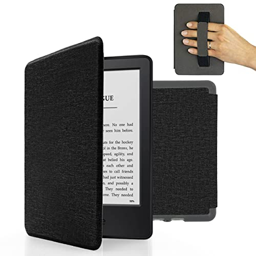 MyGadget Hülle für Kindle Paperwhite 7. Generation [ Modell : EY21 | DP75SDI - bis 2017-6 Zoll ] mit Handschlaufe & Auto Sleep | Wake Funktion - Flip Case in Schwarz