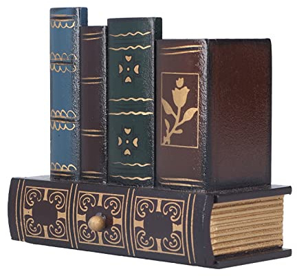 Bleistifthalter Tasse, Desktop-Speicher-Organizer, Bücher Design Stifthalter Organizer Vintage Stiftehalter aus Holz mit Unterer Schublade, Retro Bürobedarf Caddy für Heim Büro Klassenzimmer