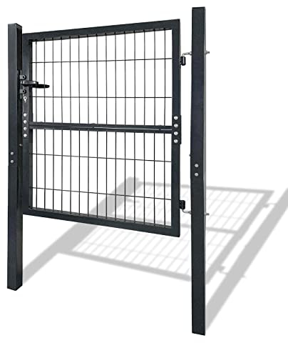 LZQ Cancello da giardino, antracite, robusto, durevole, con serratura, protezione dalla corrosione e durata, con pali in plastica e serratura da infilare (100 x 100 cm)