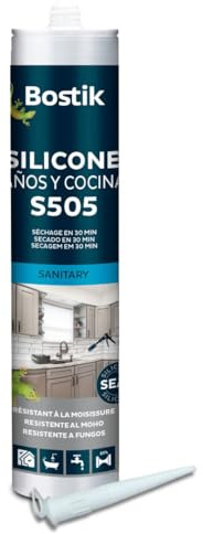 BOSTIK S505 Silicona Baños y Cocinas Blanca - Cartucho 280 ml