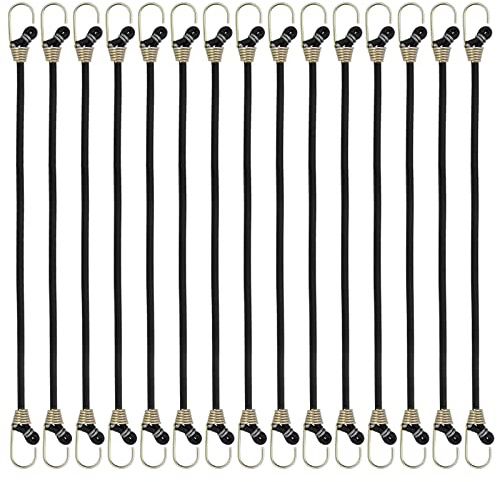 15 Stück Gummi-Spannseil mit Haken Spanngurt Expander Planenspanner Spanngummi mit 2 Haken Elastisch Gepäckseil, Universal Gepäckspanner für Transportieren, Camping und Outdoor, Schwarz, 26.5 cm