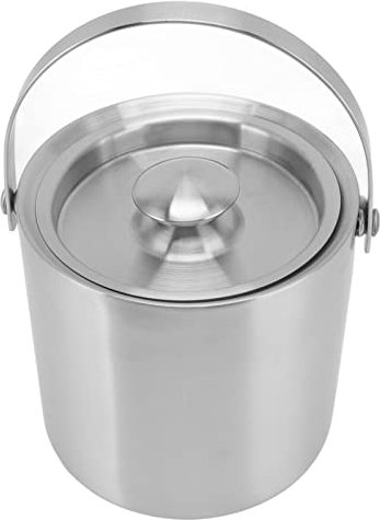 Natudeco Double Wall Ice Bucket Champagne Beer Beverage Bucket Insulated Stainless Steel Portable Party Ice Cool Bucket Chilled Drinks Camping Cutlery(2L)