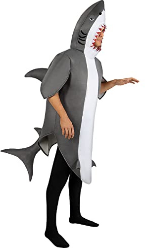 Funidelia | Disfraz de tiburón para hombre y mujer Animales, Peces, Mar, Océano - Disfraz para adultos y divertidos accesorios para Fiestas, Carnaval y Halloween - Talla S - M - Gris/Plateado