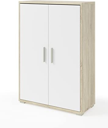 möbelando Aktenschrank Clermont in Sonoma/Eiche mit Absatz weiß mit 2 Türen und 3 Fächern. Abmessungen (BxHxT) 79,1x114x35 cm