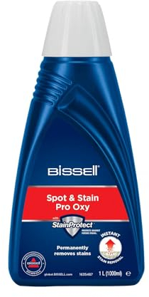 BISSELL Spot & Stain Pro Oxy, Soluzione detergente per dispositivi di pulizia della tappezzeria, smacchiatore per dispositivi SpotClean & Pet Stain Eraser, con StainProtect®, 1L, 20383