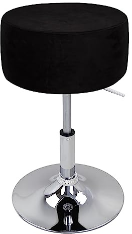XGANGM Velvet Hockerbezug Rund Durchmesser 33.5cm H17cm Rund Barhocker Hussen Bezug stuhlhussen barhocker rund Stretch Stuhlbezug Schonbezug Protector für Home Büro Bar,Schwarz,1PC 33.5x17cm