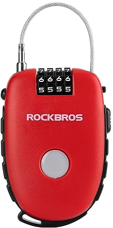 ROCKBROS Bicycle Lock Retractable Cable Lock Combination Lock with 4-Digit Code 94cm Flexible Portable Mini Helmet Lock for Bicycles Motorcycles Packages Helmets E-Scooters