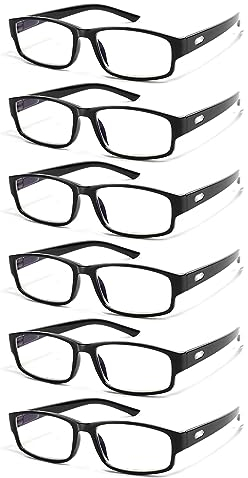 COJWIS 6 Pack Lesebrille für Herren Damen Blaulichtfilter Brillen Anti Blaulicht PC Gaming Modebrille Sehhilfe Lesehilfe (6 BLACK, 2.00, multiplier_x)