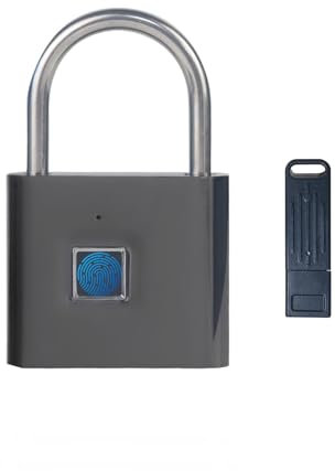 TenixLox Fingerprint Padlock with Emergency Key, IP66 Waterproof Smart Padlock,Biometric High Security Lock for Gym Locker, Shed Locker, Storage Units, Luggages, Suitcases