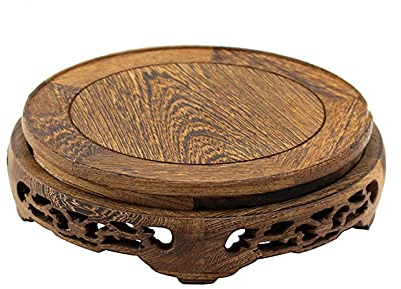 Plant Stand Vase Display Stands Wood Style Round Veneer Vase Base For Vase Lamp Teapot, Home Decoration Display Stand Buddha Statue Teapot Base 3 Different Sizes Teapot Vase Bonsai Base (Size : Small