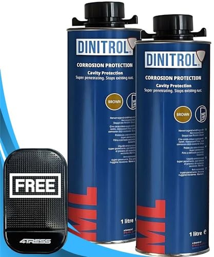 Dinitrol ML 2 x 1L Super Penetrating Rust Corrosion Cavity Protection Wax Brown Oil Based Car Underbody Cavity Protection with 4Tress Non Slip Car Dash Mat (4T-1119-7023)