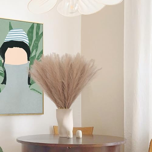 60 Pièces Pampa Artificielle,45cm Pampas Sechees Decoration ,Herbe de la Pampa pour Vase,Salon,Chambre à Coucher,Mariage,Décoration Boho (Brun)