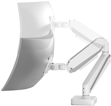 HILLPORT Weiß Gaming Monitor Halterung 17-49 Zoll PC Monitorhalterung max 20 KG Tisch Bildschirm Höhenverstellbar Bildschirmhalterung Tragfähigkeit, Vesa 75 & 100 mm Tischhalterung Monitor Arm A9W