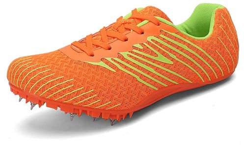 Spur Und Feld Schuh Männer Frauen Leichte Spikes Und Sprint Turnschuhe Atmungsaktive Leichtathletik Schuhe Für Hoch- Und Weitsprung,Orange,39 EU