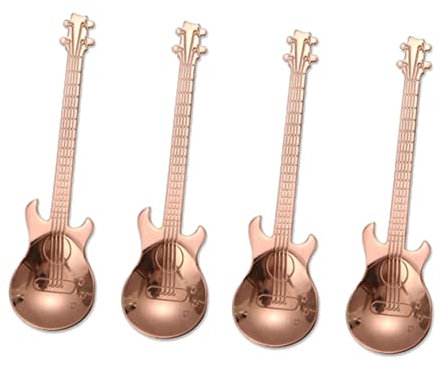 GRIRIW 4 Stück Kaffeelöffel Dessertlöffel Mini-schaufel Suppenlöffel Löffel Zum Servieren Von Speisen Mokka-espressolöffel Kleiner Löffel Aus Edelstahl Puddinglöffel Küche Metall Gitarre