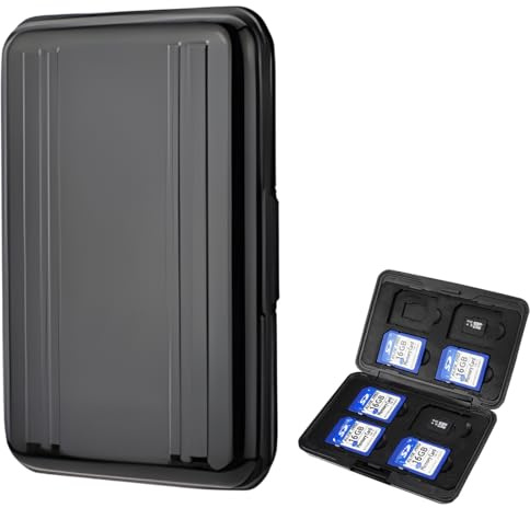 VYZUTR Speicherkarten Tasche Wasserdicht Schutzhülle für 8 SD und 8 TF Karten, Tragetasche SD Karten Case Box für Micro SD SDXC SDHC SD SDXC (Schwarz)