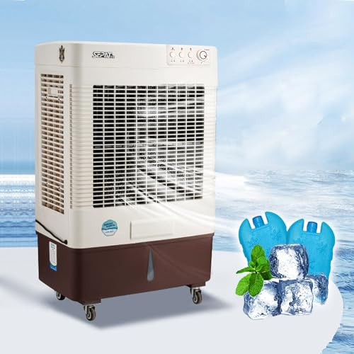 Rafraichisseur d'Air 3 en 1, Climatiseur Portable, Humidificateur, Ventilateur, Ioniseur, Climatiseur Mobile Sans Évacuation, Pack Glacons, Réservoir 40L