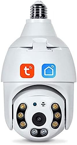 Cámara con Bombilla WiFi E27, lámpara de cámara de Seguridad PTZ de 3MP Tuya Smart Life con visión Nocturna con luz Completa, conversación bidireccional, Seguimiento automático, videovigilan