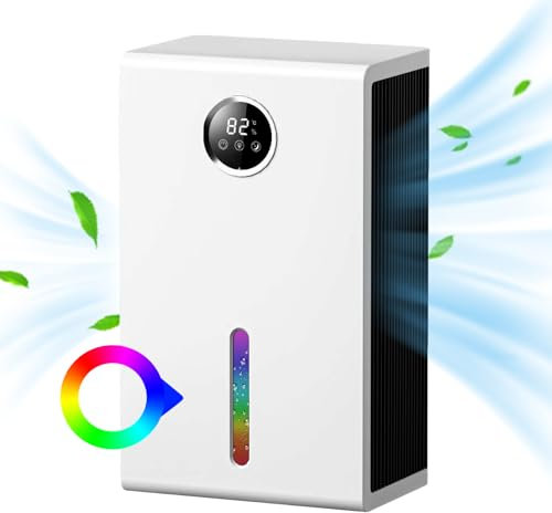 TOPCHANCES Luftentfeuchter Elektrisch 2800ml, leise kleine Luftentfeuchter für Schlafzimmer mit automatischer Abschaltung, 7-Farben-LED-Licht, ideal für Wohnmobil, Badezimmer, Schlafzimmer,Keller