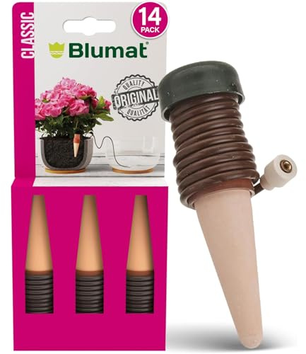Blumat Classic Self-Watering Stakes - Prevents Overwatering and Underwatering for Healthy Growth While You are Away - Ideal for Indoor Plant Watering, 14 Pack, wo Adapter