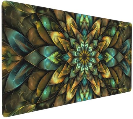 Gaming Mauspad XXL Abstrakt Mousepad 1000x500x4mm Blume Verlängertes Mauspad Schreibtischauflage,Genähte Kanten Mauspad,Verbessert Präzision Geschwindigkeit Wasserdicht Geeignet für Büro und Spiele
