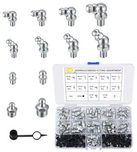 70 pz Set Assortito di Lardellatori, Grassatori Idraulici, Kit Lardellatori a Cono, Grassatori Schiacciati 45° 90° per Pompa di Ingrassaggio, M6 M8 1/4 1/8