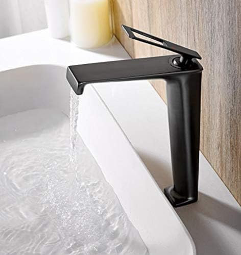 CWLPSL Heiß Kalt Bunter Waschtischarmatur Badezimmer Rotation Waschbecken Wasserhahn Einhebel Messing Kran Wassermischer-Schwarz Kurz