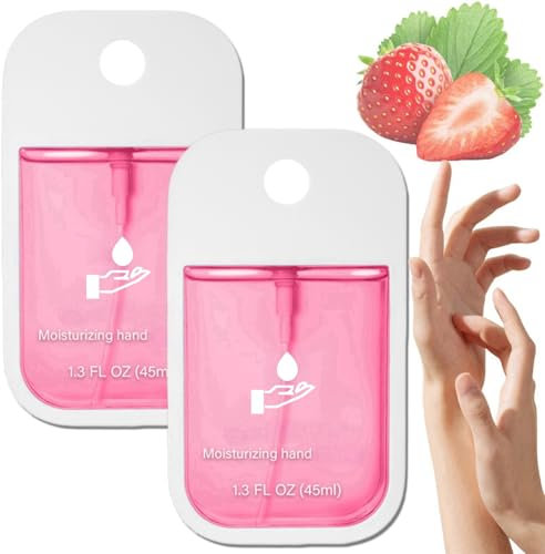 2PCS Mist Hydrating Hand Sanit-izer Spray for Adults,Cleanses Your Hands,Portable Travel Size,Hand Sanit-iser Mini,Hand Sanit-iser Sp-ray Pocket Size,Small Hand Sanit-iser Sp-ray,Strawberry Flavor
