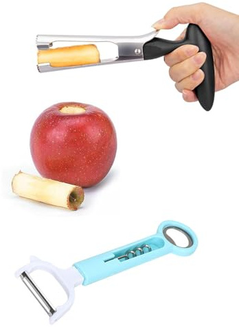 BPTRKOM 1 pezzo Togli Torsolo Mela- Levatorsolo per Mele,Viene fornito con un pelapatate 2 in 1,rimozione del corer di mela con manico in ABS,Per La Casa e La Cucina