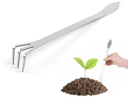 DLPRK Râteau Bonsai, Râteau Racine en Acier Inoxydable à 3 Dents, Poignée Ergonomique, pour Desserrer et Ameublir le Sol de Bonsaï, Outils de Jardinage Bonsaï Arbre pour Plantes Fleurs et Jardin