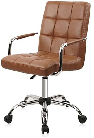 CLATINA Leder Bürosessel bis 160kg Belastbarkeit Ergonomischer 360° Drehbarer und Höhenverstellbarer Chefstuhl mit Mittlerer Armlehne für Arbeitszimmer Büro und Empfangsbereich Braun