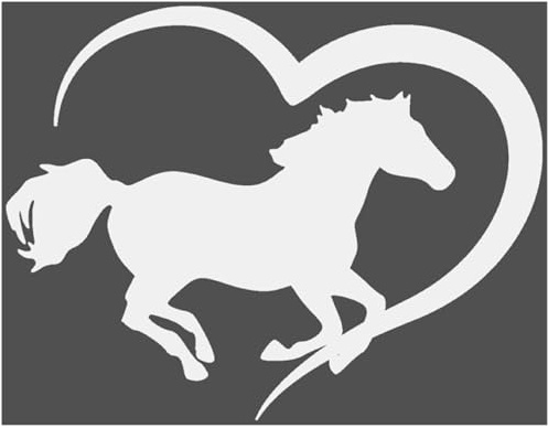 Samunshi® Herz mit Pferd als Aufkleber für Auto Motorrad Helm Fahrrrad Notebook Tablet Autoaufkleber Sticker Heartbeat EKG Motorradaufkleber Silhouette 10 x 7,7cm hellgrau