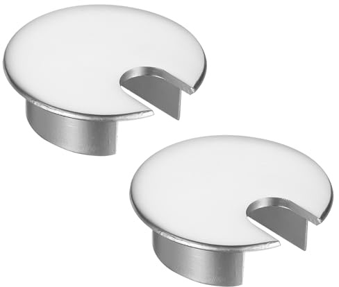 sourcing map 2 Pcs Desk Grommet 1.4 Inch, Zinc Alloy Round Desk Hole Cover Wire Cable Cord Organizer for Home Office Computer Table Cables, 35mm, Dark Silver