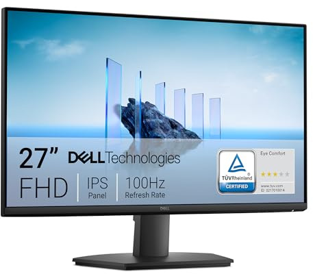 Dell Moniteur 27 - SE2725HM - Écran 27 Full HD (1920 x 1080) 16:9 100 Hz, Panneau IPS, 16,70 Millions de Couleurs, Anti-Reflets, 1 Port HDMI/1 VGA, TÜV Rheinland 3-Star*, Comfortview Plus - Noir