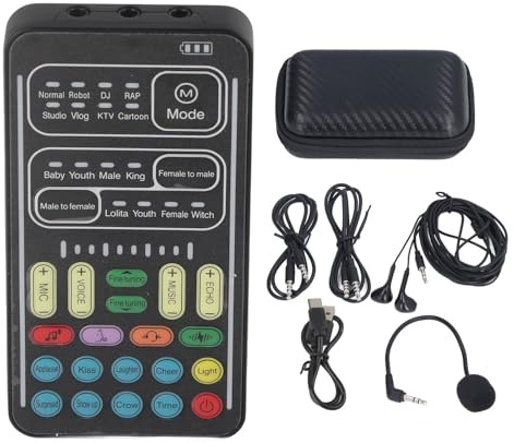I9 Voice Changer Carte son avec 8 sons différents, batterie intégrée et lumières LED, pour jeux et surprises vos amis (version anglaise)