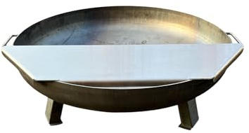 SOUK ONE Eldplatta Plancha-platta av rostfritt stål 4 mm, grillplatta lämplig för eldtunna 100 cm (levereras utan eldskål)