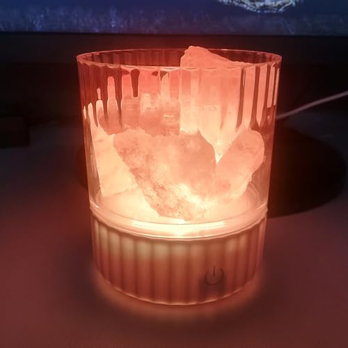 Gosyfeti Pink Salt Lamp with Color Changing, Natural Rock Night Light USB Oil Diffuser for Home Decor Zen Aromatherapy Yoga Spa Meditation